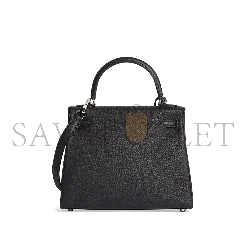 H**mes master a black togo leather retournÉ kelly 25 with palladium hardware (25*17*7cm)